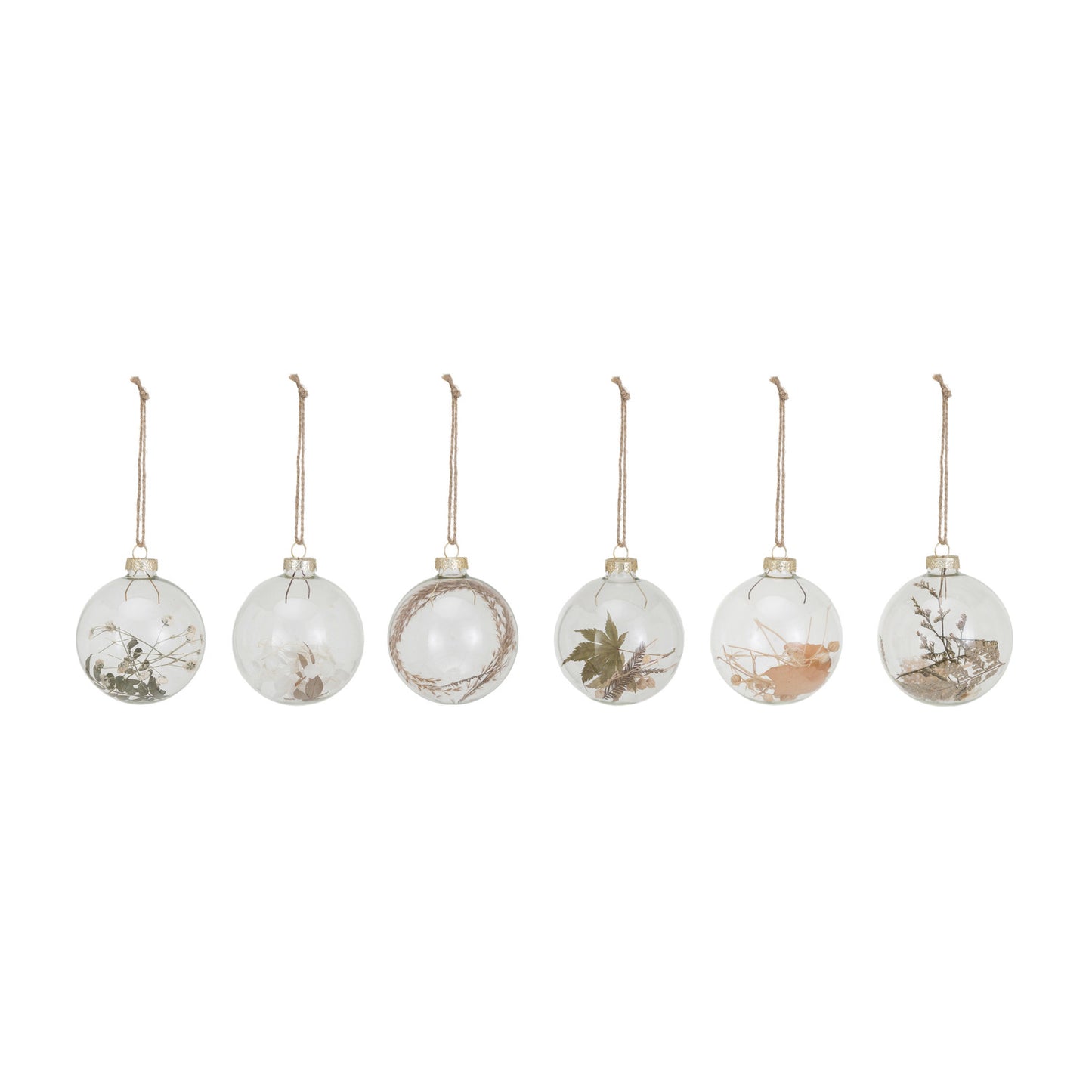 3-1/4" Rnd Glass Ornament w/ Dried Floral