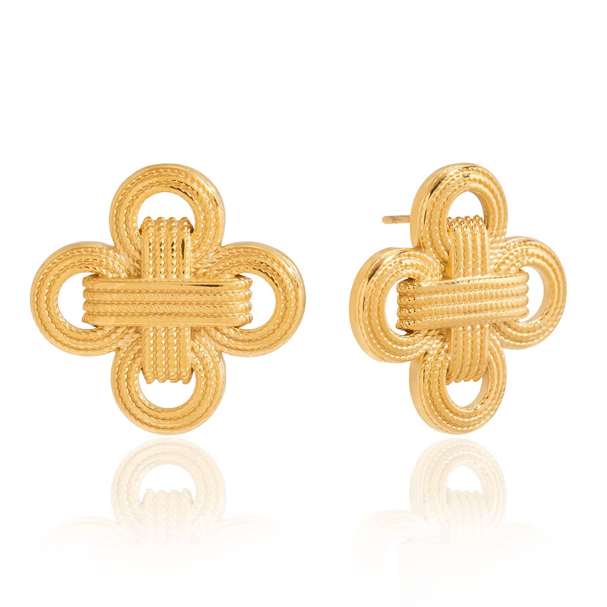 Rope Knot Clover Stud Earrings Waterproof