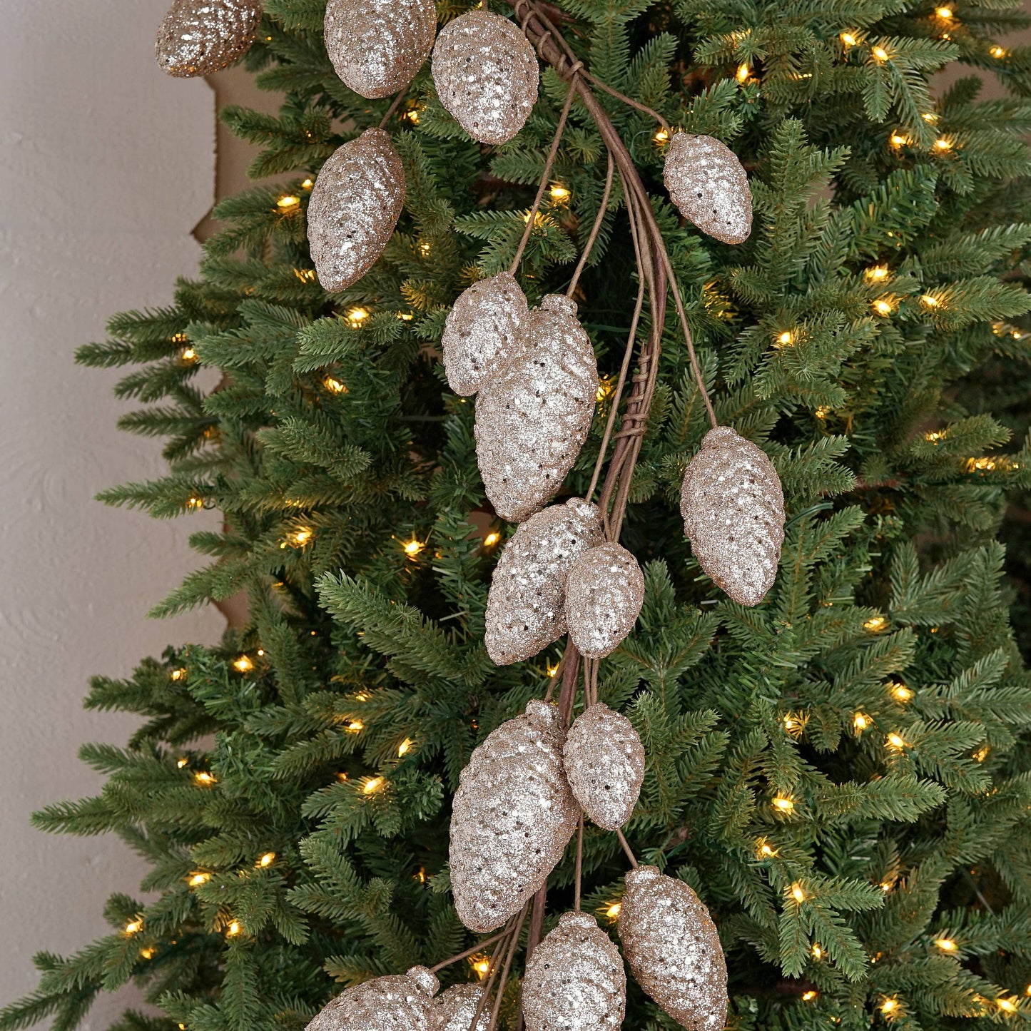 5' Champagne Glitter Pinecone Garland