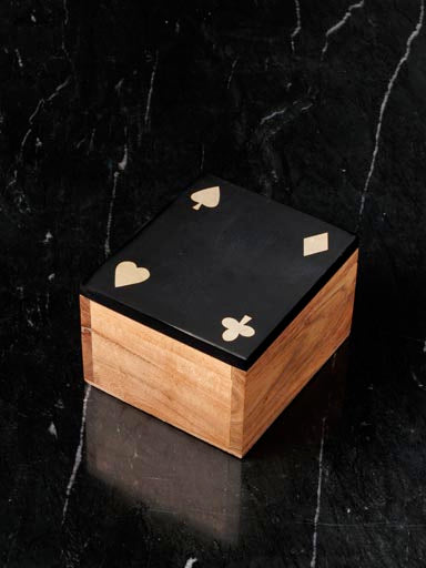 Acacia Box with 3 Decks of Cards - Black Lid