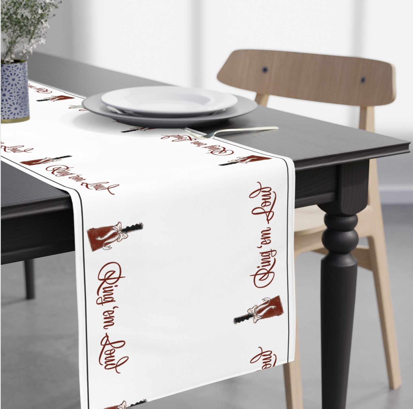 Maroon Mississippi Cowbell Paper Table Runner Roll