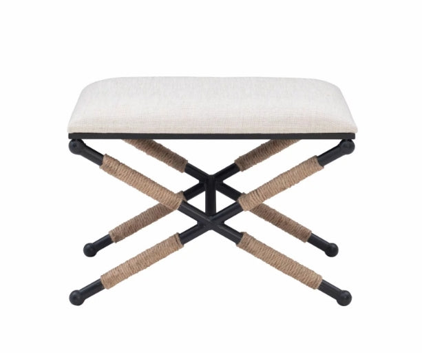 Campaign Linen Accent Stool