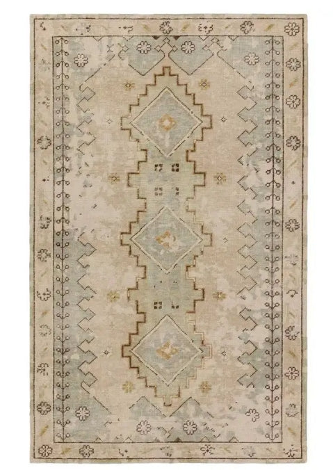 Kai 5x8 Blue and Green Hand Knotted Area Rug