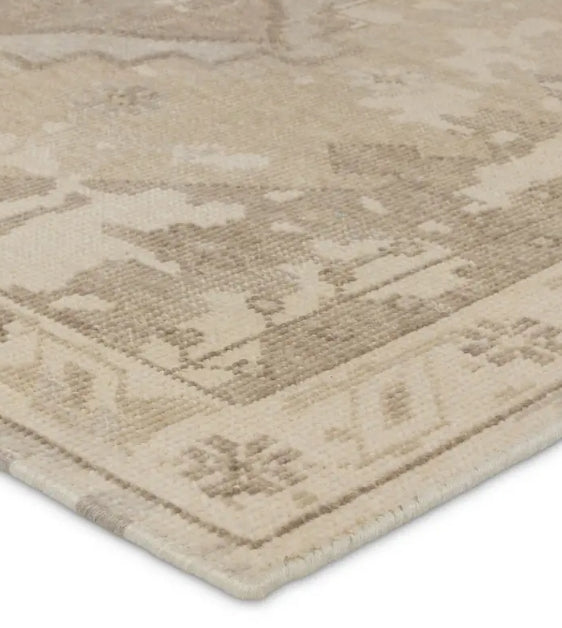 Kai Cream and Gray Hand Knotted Area Rug 5x8