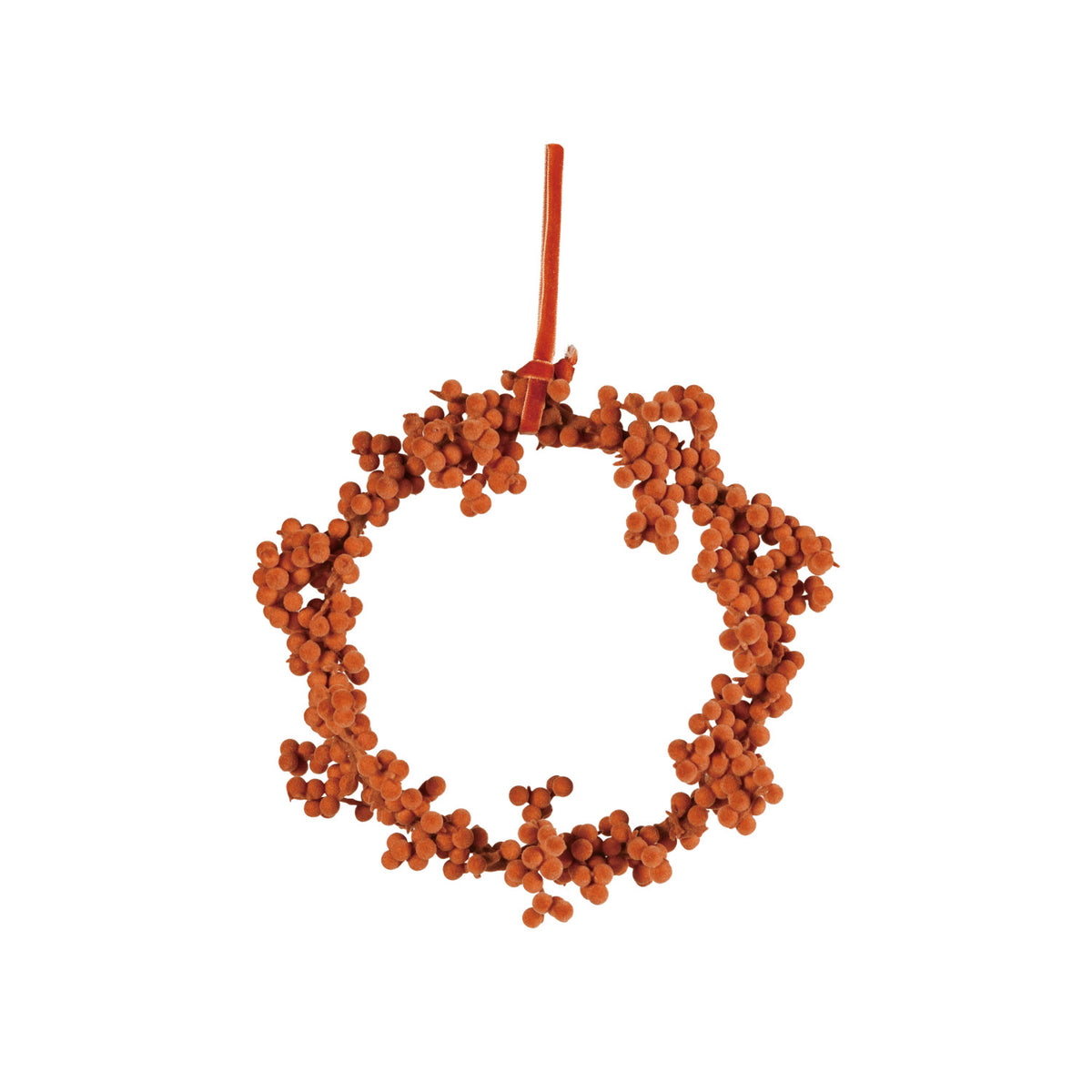 8" Round Flocked Foam Ball Wreath, Orange Color