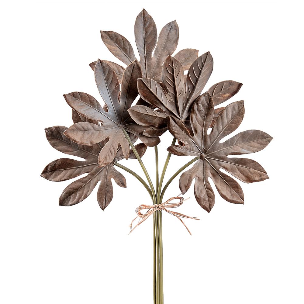 17" Fatsia Leaf Bundle Brown