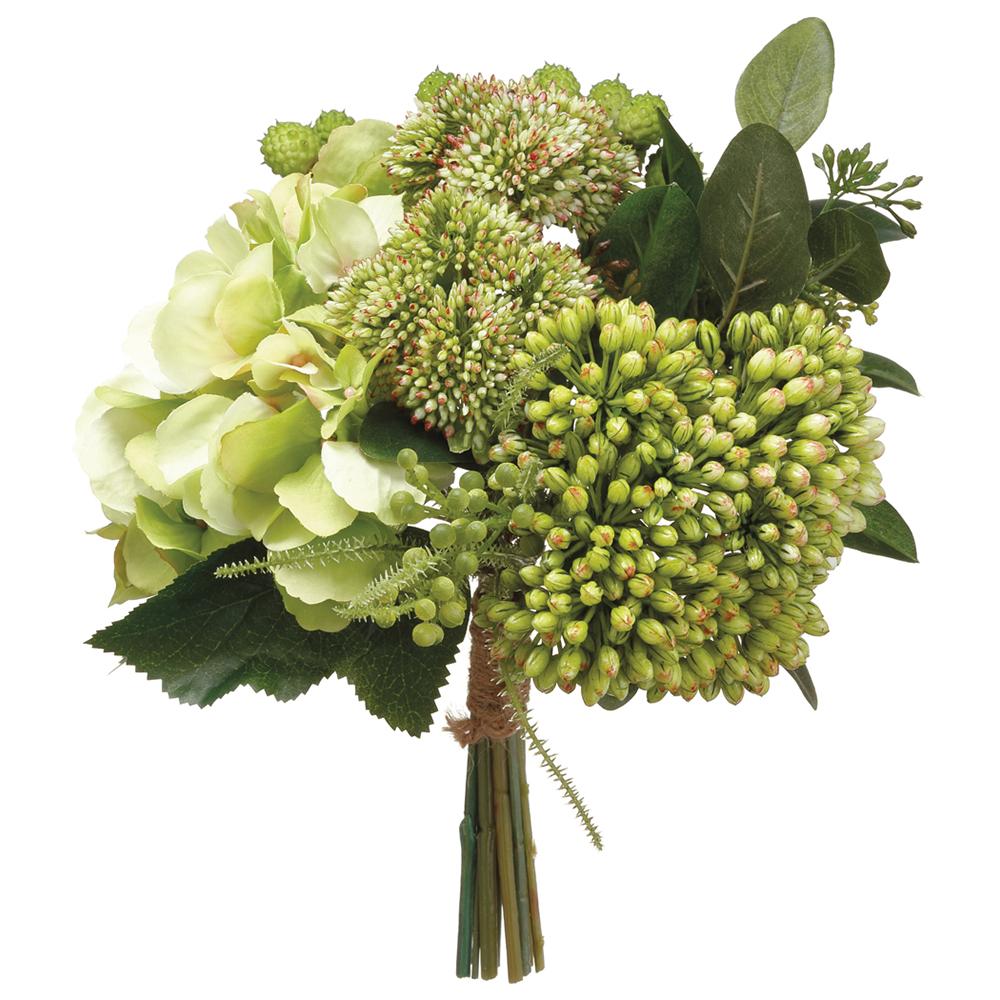 9" Hydrangea and Sedum Bouquet