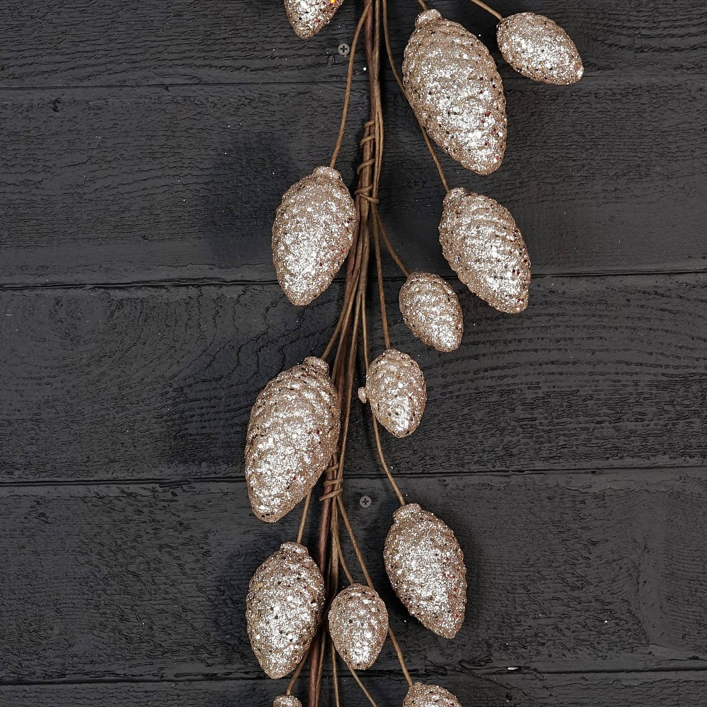 5' Champagne Glitter Pinecone Garland