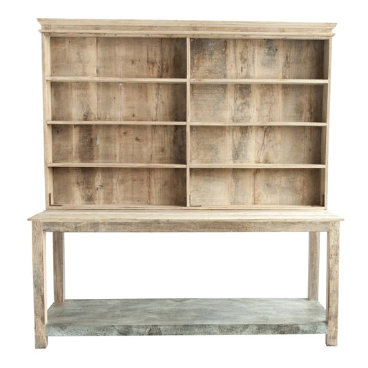 2-Piece Wood and Metal Hutch and Shelves