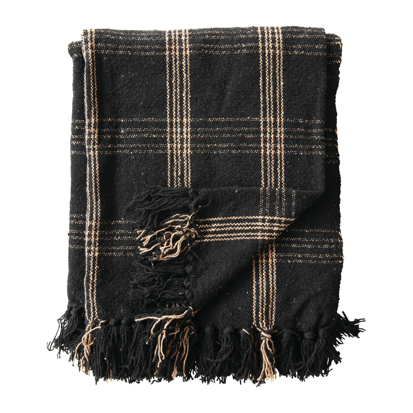 Woven Cotton Throw with Fringe