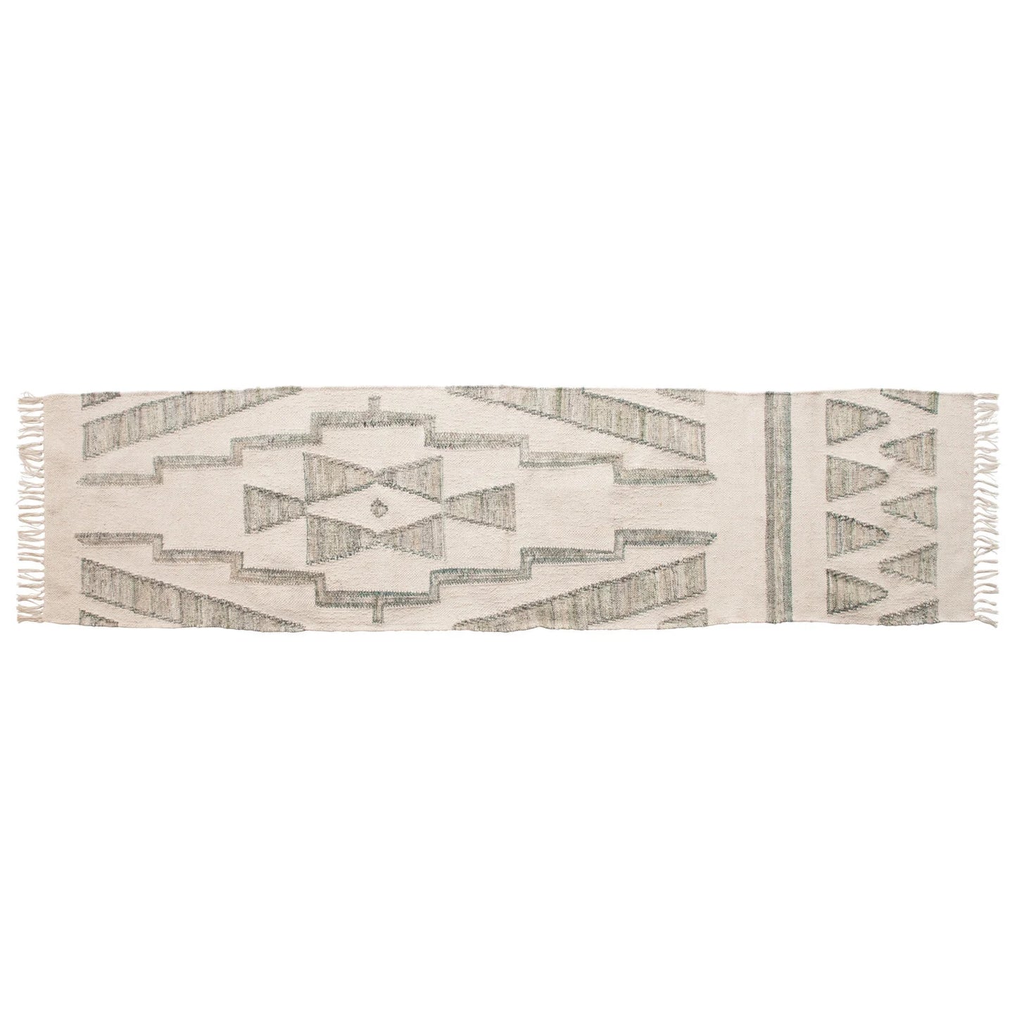 Hand-Woven Cotton and Wool Kilim Floor Runner