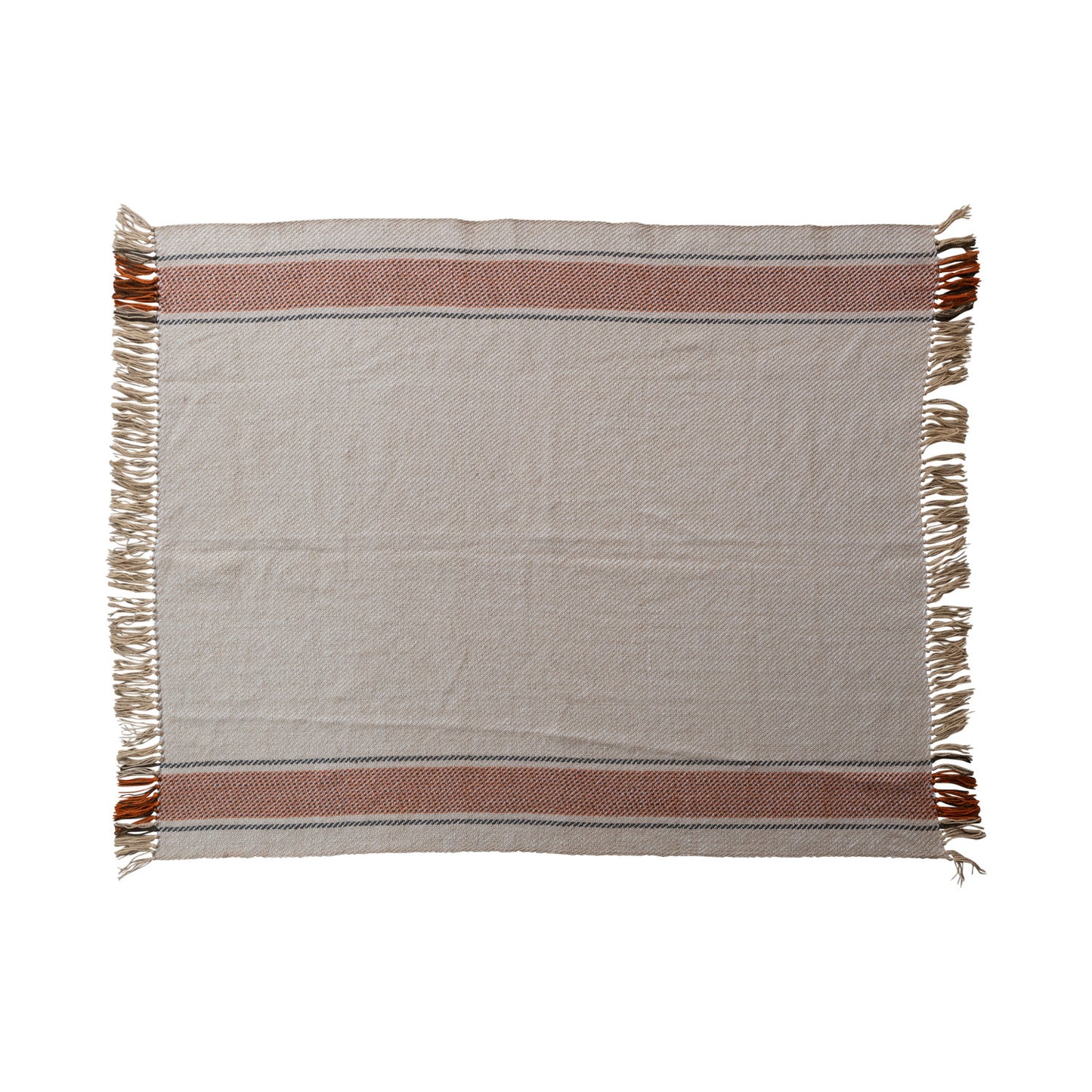 Hand-Woven Recycled PET Indoor/Outdoor Throw w/ Fringe