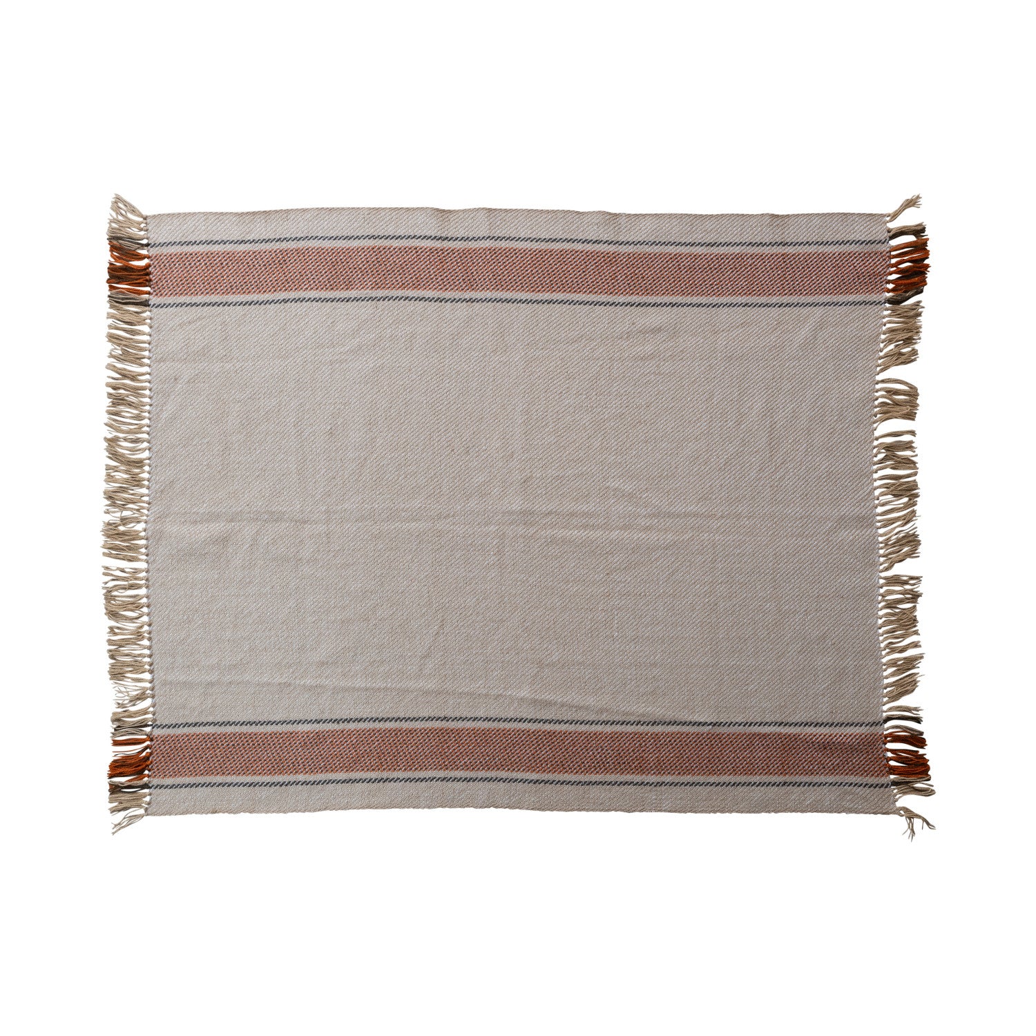 Hand-Woven Recycled PET Indoor/Outdoor Throw w/ Fringe