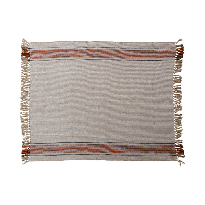Hand-Woven Recycled PET Indoor/Outdoor Throw w/ Fringe