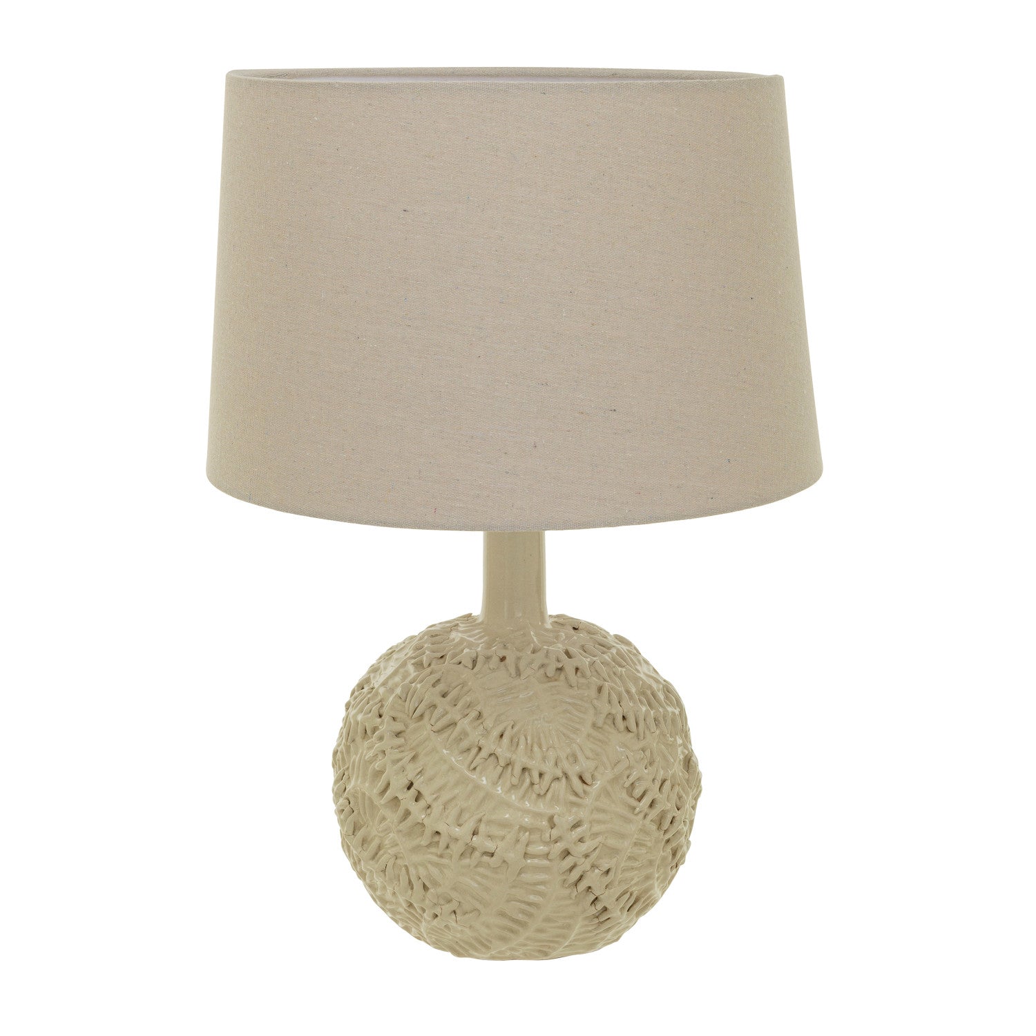 Handmade Textured Stoneware Table Lamp w/ Fabric Shade (Each One Will Vary)