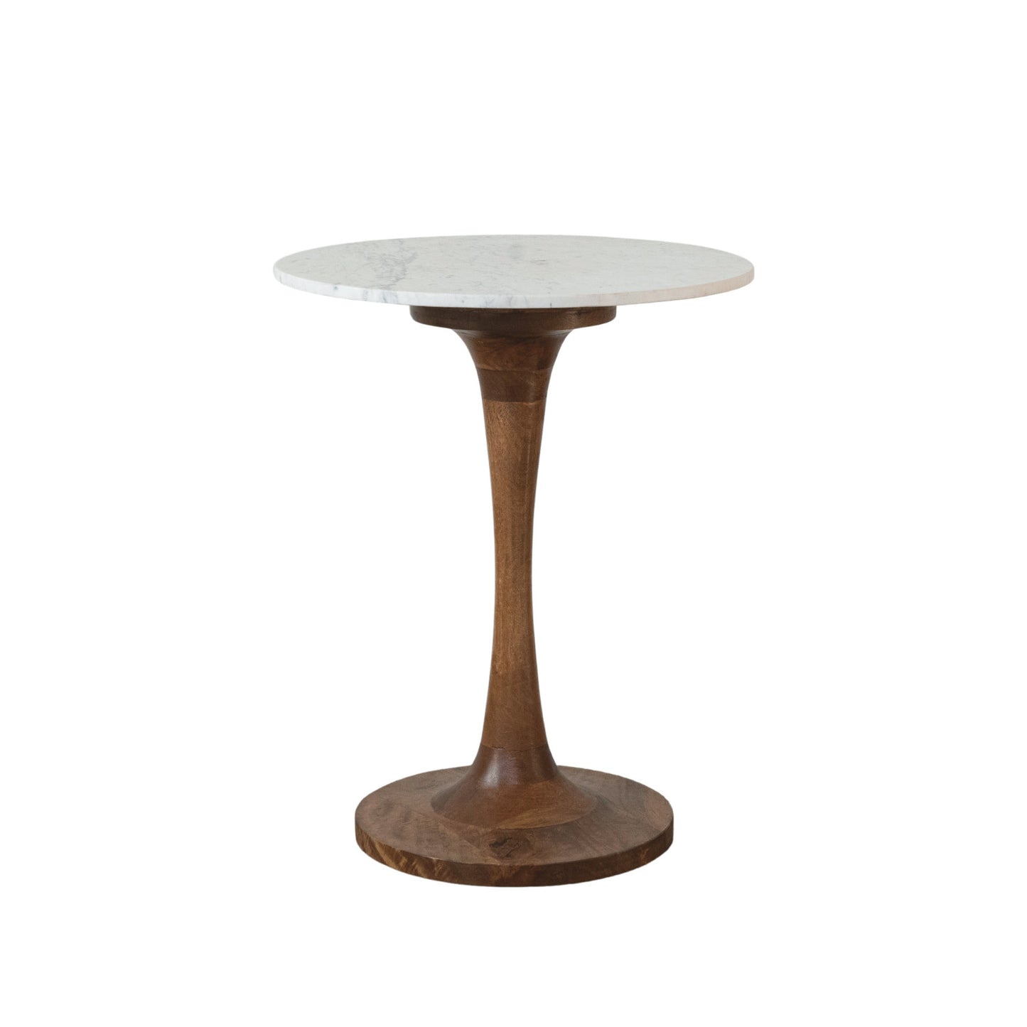 Mango Wood & Marble Tulip Table, Natural & White, KD