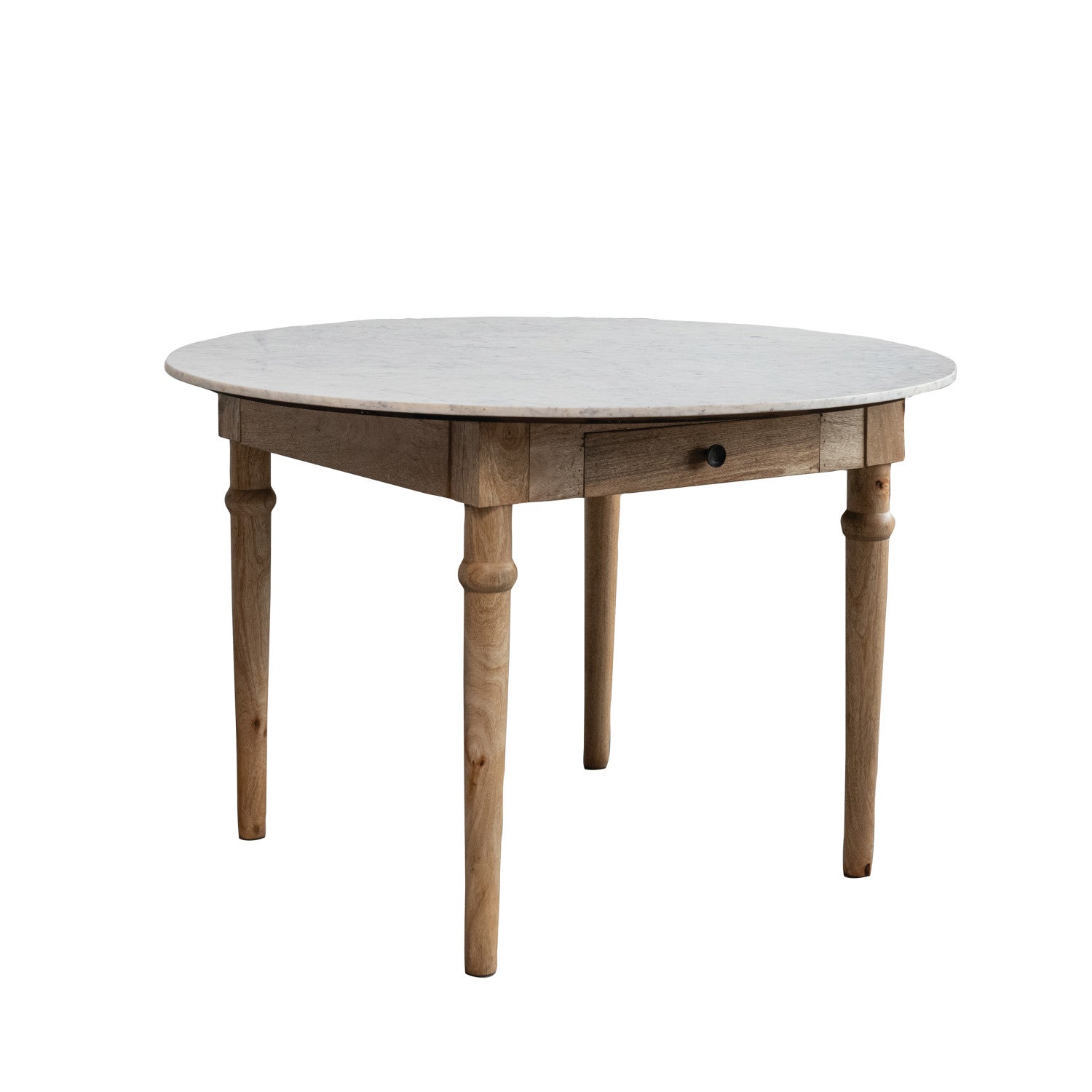 Mango Wood Dining Table with Drawer & Marble Top, KD