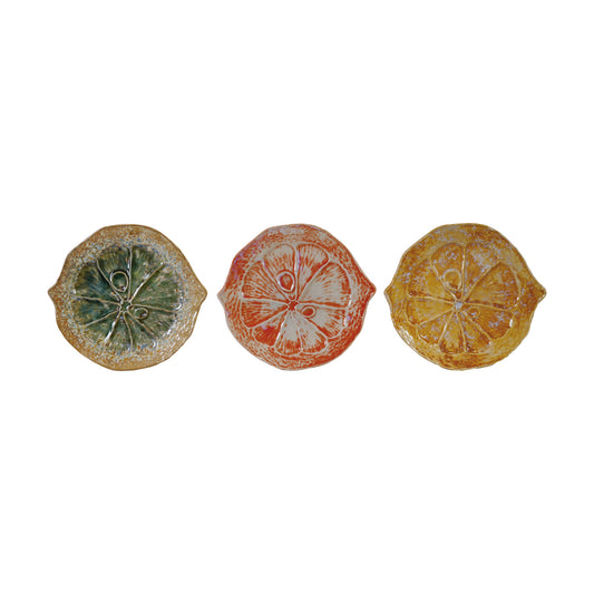 Stoneware Citrus Shaped Plate, 3 Colors (Each One Will Vary)