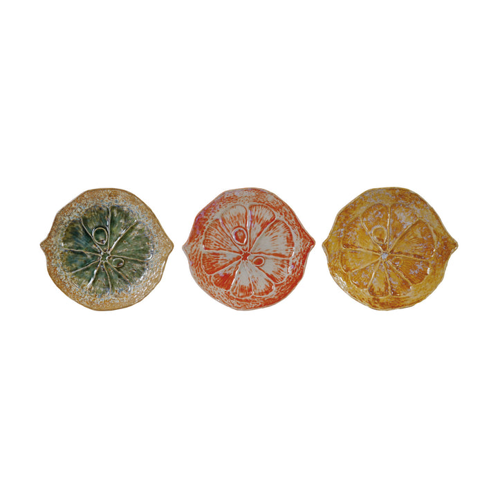 Stoneware Citrus Shaped Plate, 3 Colors (Each One Will Vary)