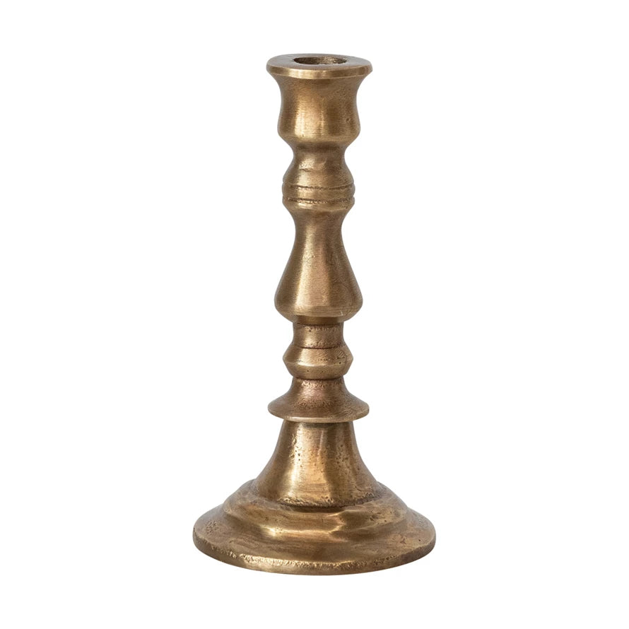 Cast Aluminum Taper Holder, Antique Brass Finish (Holds 1/2" Taper)