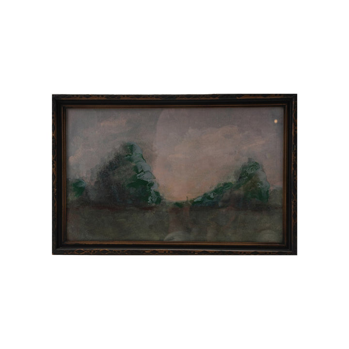 Wood Framed Glass Wall Décor with Landscape ©