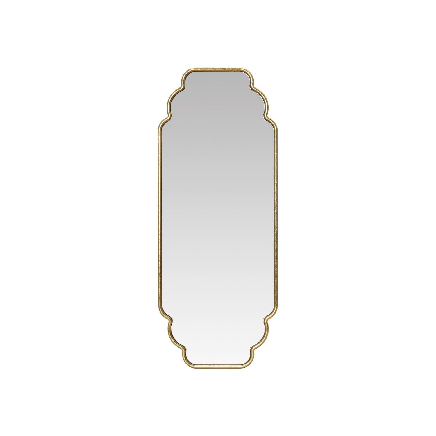 Metal Framed Scalloped Wall Mirror, Gold Finish (Hangs Vertically & Horizontally)