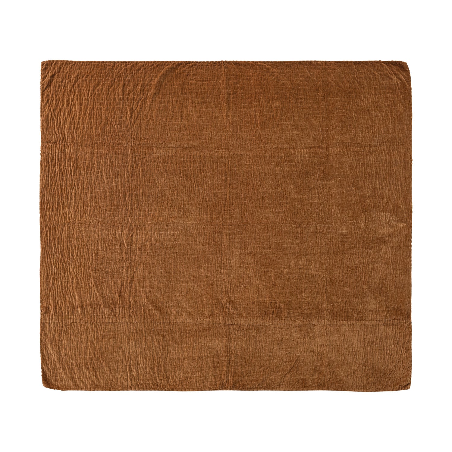 60"L x 50"W Cotton Velvet Throw with Hand-Embroidered Kantha Stitch & Blanket Stitch Edge