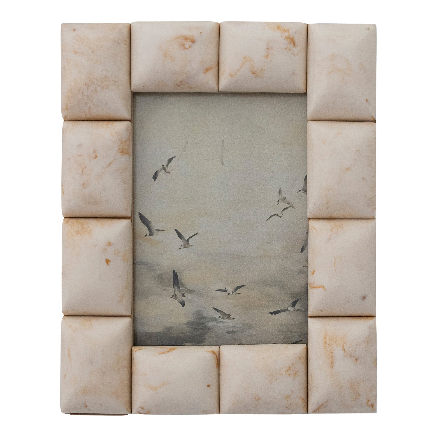7"L x 9"H MDF & Marbled Resin Tile Photo Frame (Holds 4" x 6" Photo)(Each One Will Vary)