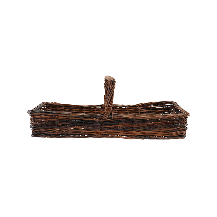 Hand-Woven Reed Basket with Handle, Natural
