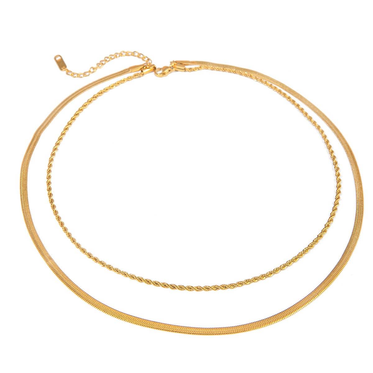 Layering Twist herringbone Necklace Waterproof
