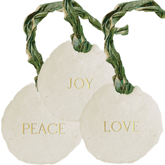 Love / joy / peace ornaments / gift tags