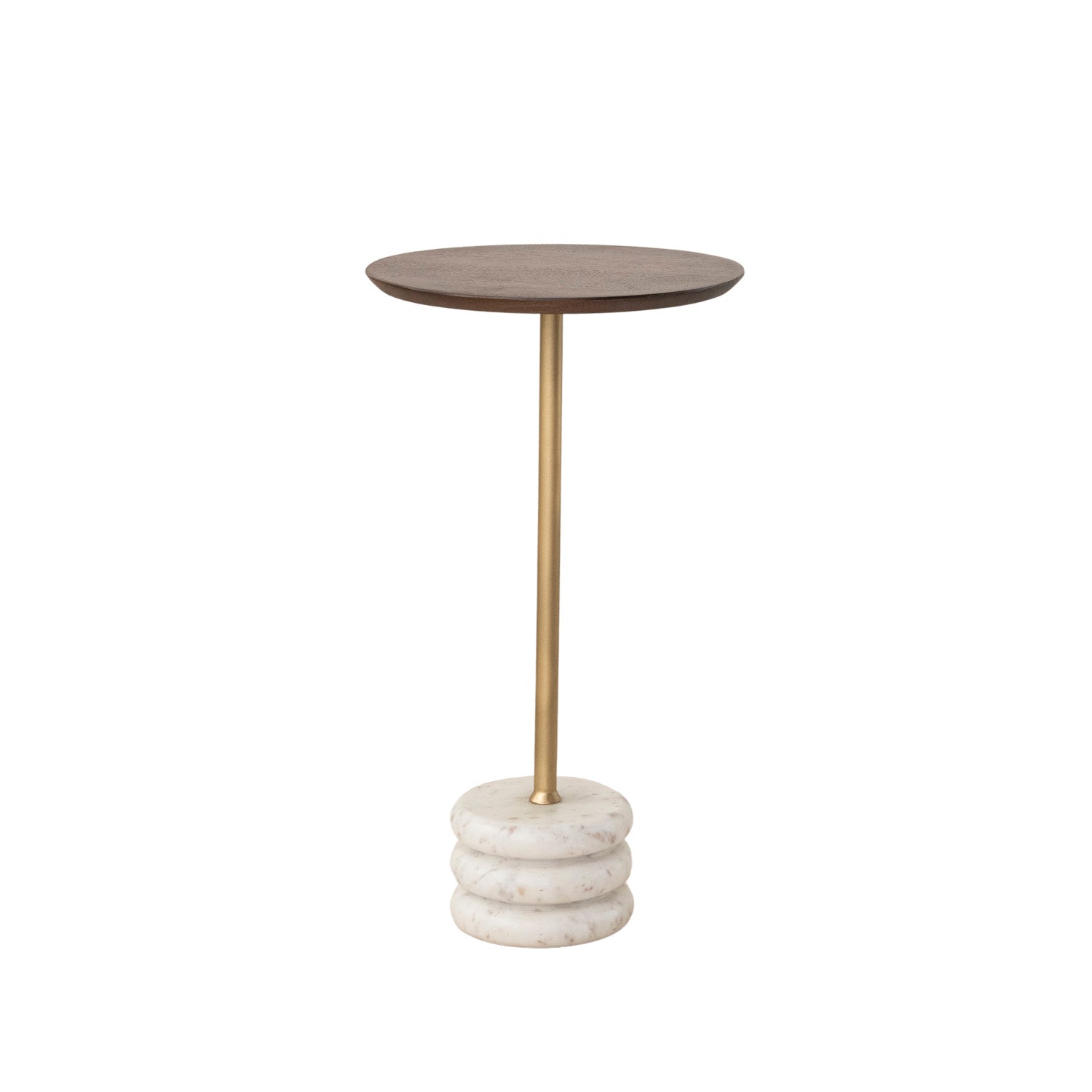 Metal & Mango Wood Martini Table with Marble Base