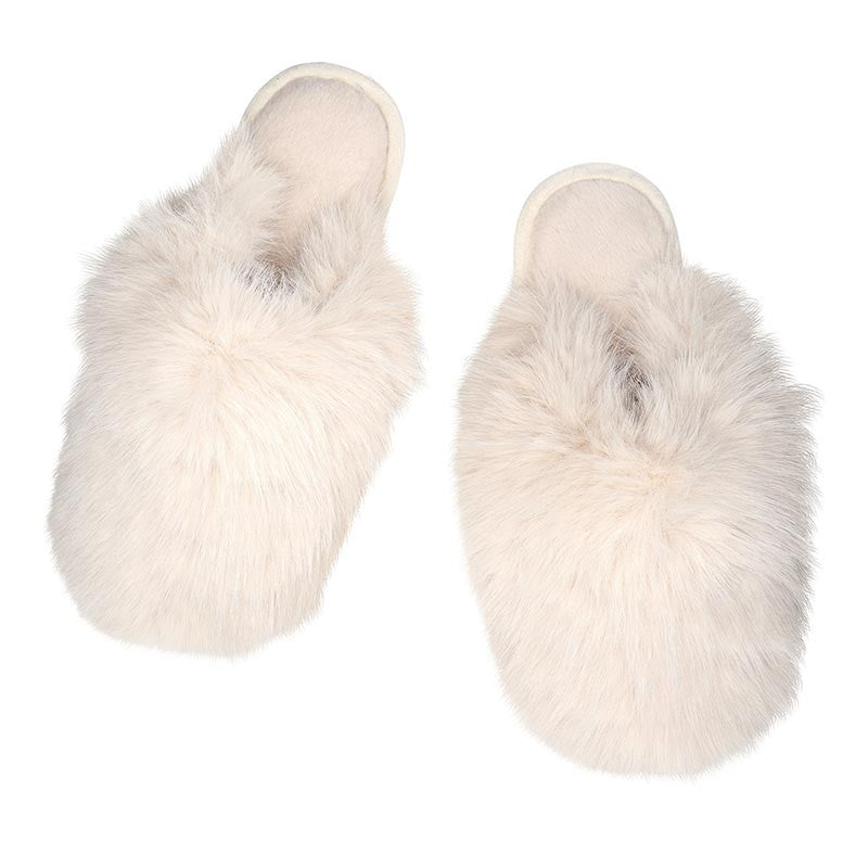 Snowball Plush Slippers - Ivory
