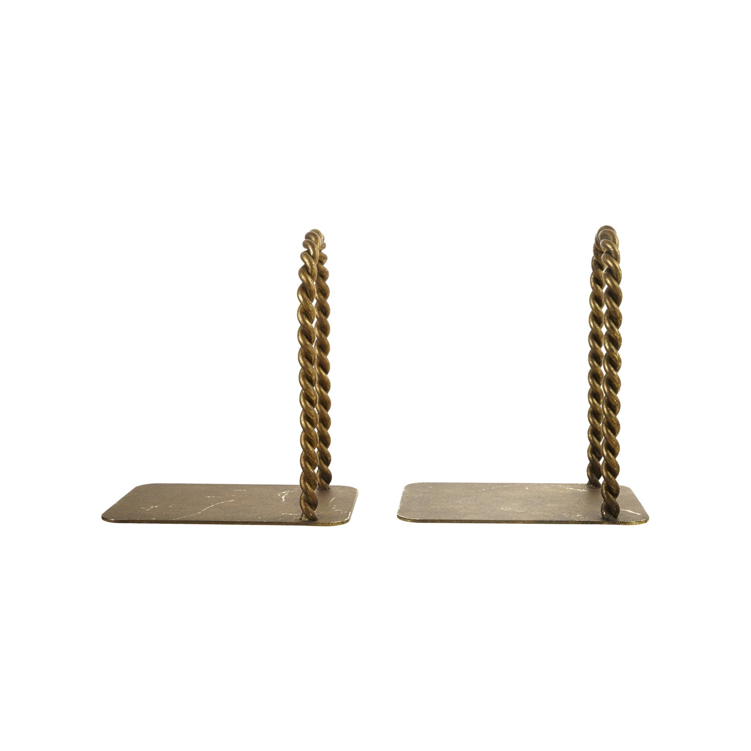 Twisted Metal Arched Bookends, Antique Brass Finish, Set of 2