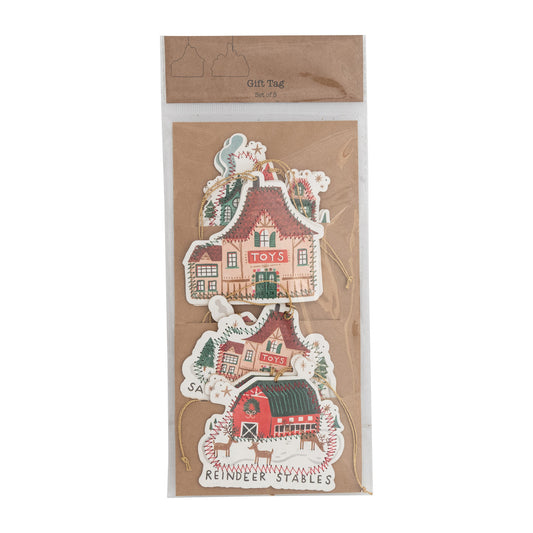 Handmade Recycled Paper North Pole Gift Tags/Ornaments, Set of 8 ©
