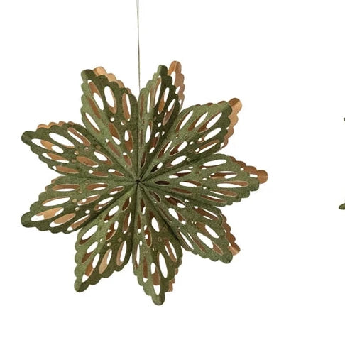 Flocked Handmade Recycled Paper Folding Snowflake Ornament