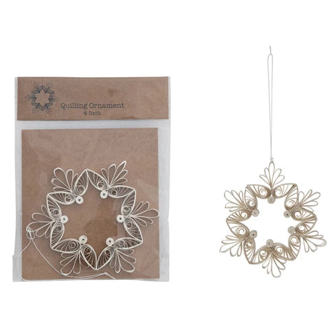 Handmade Quilling Snowflake Ornament, White