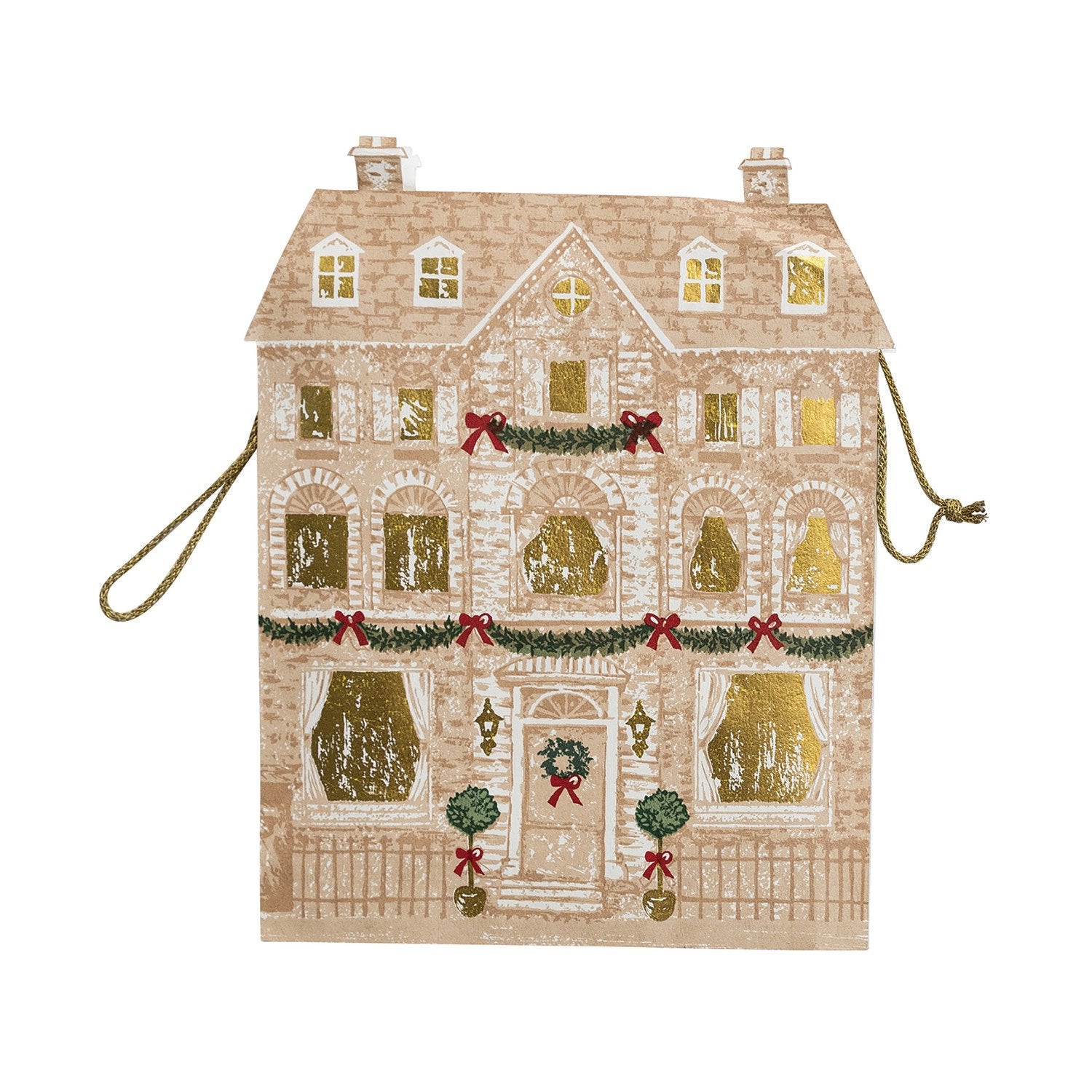 Handmade Printed Recycled Paper Gift Bag with Gold Foil