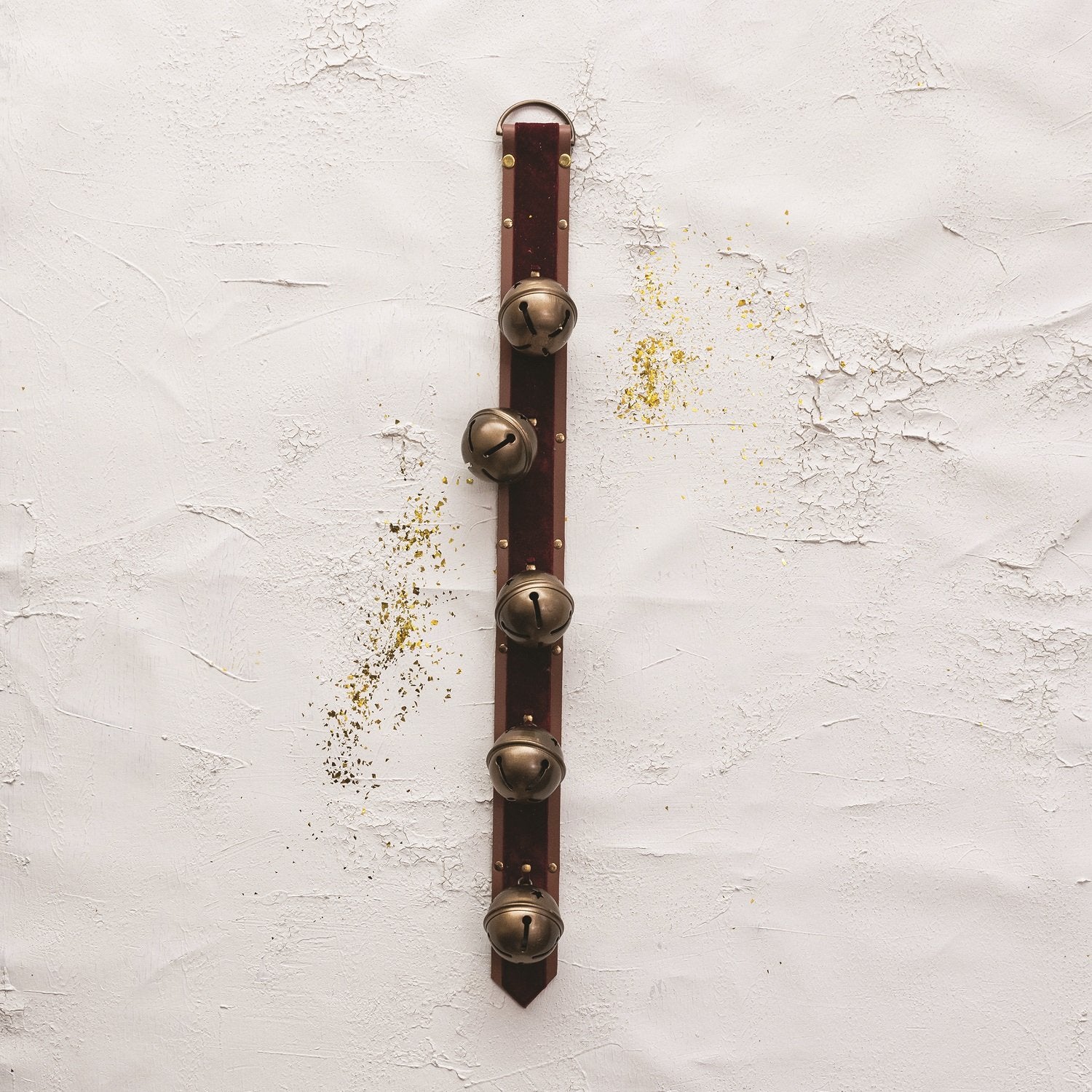 Leather, Velvet & Metal Bells Door Hanger