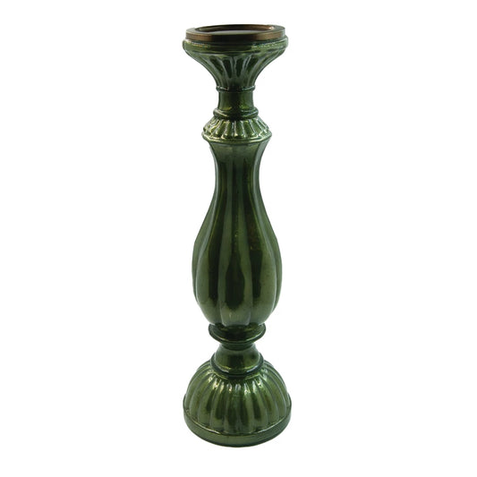 Embossed Mercury Glass Candle Holder, Green (Holds 3" Pillar)