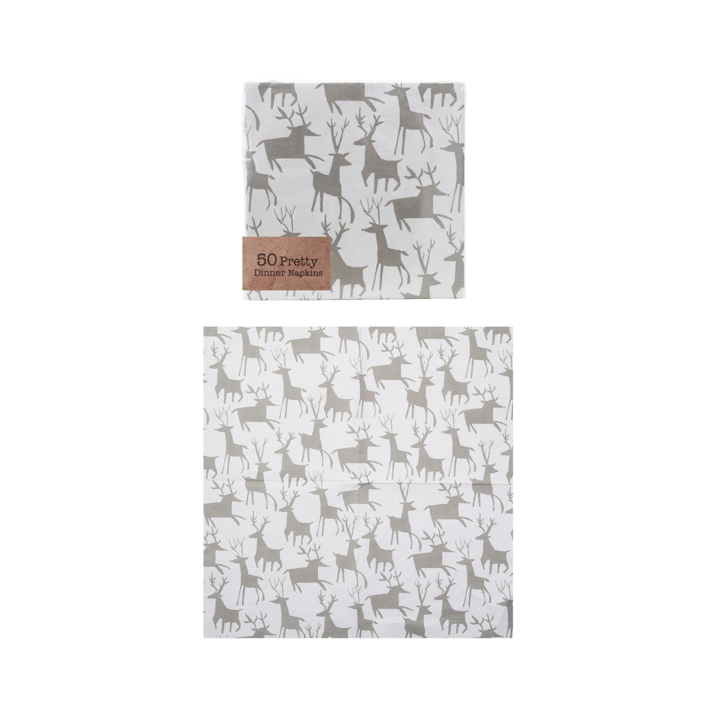 Paper Napkins with Reindeer Pattern (Contains 50 Folded Pieces) ©