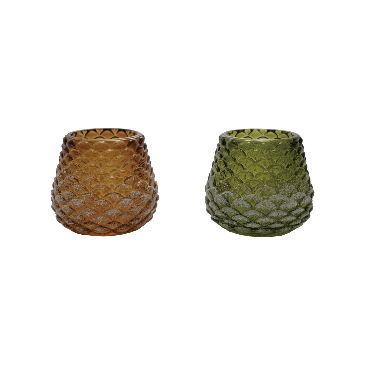 Glass Pinecone Shaped Tealight/Votive Holder, 2 Colors