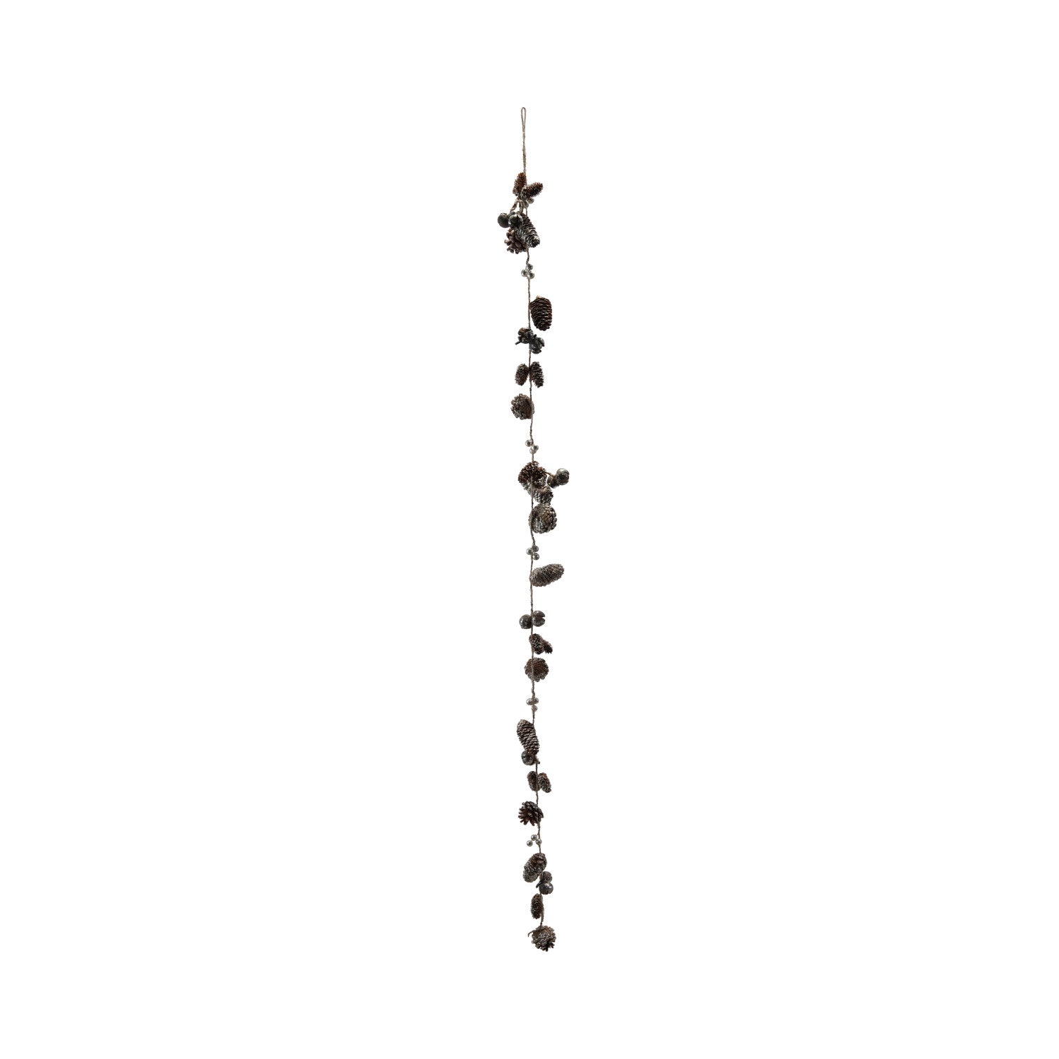 Pinecone Garland with Seed Pods & Glitter, Natural & Gold Color