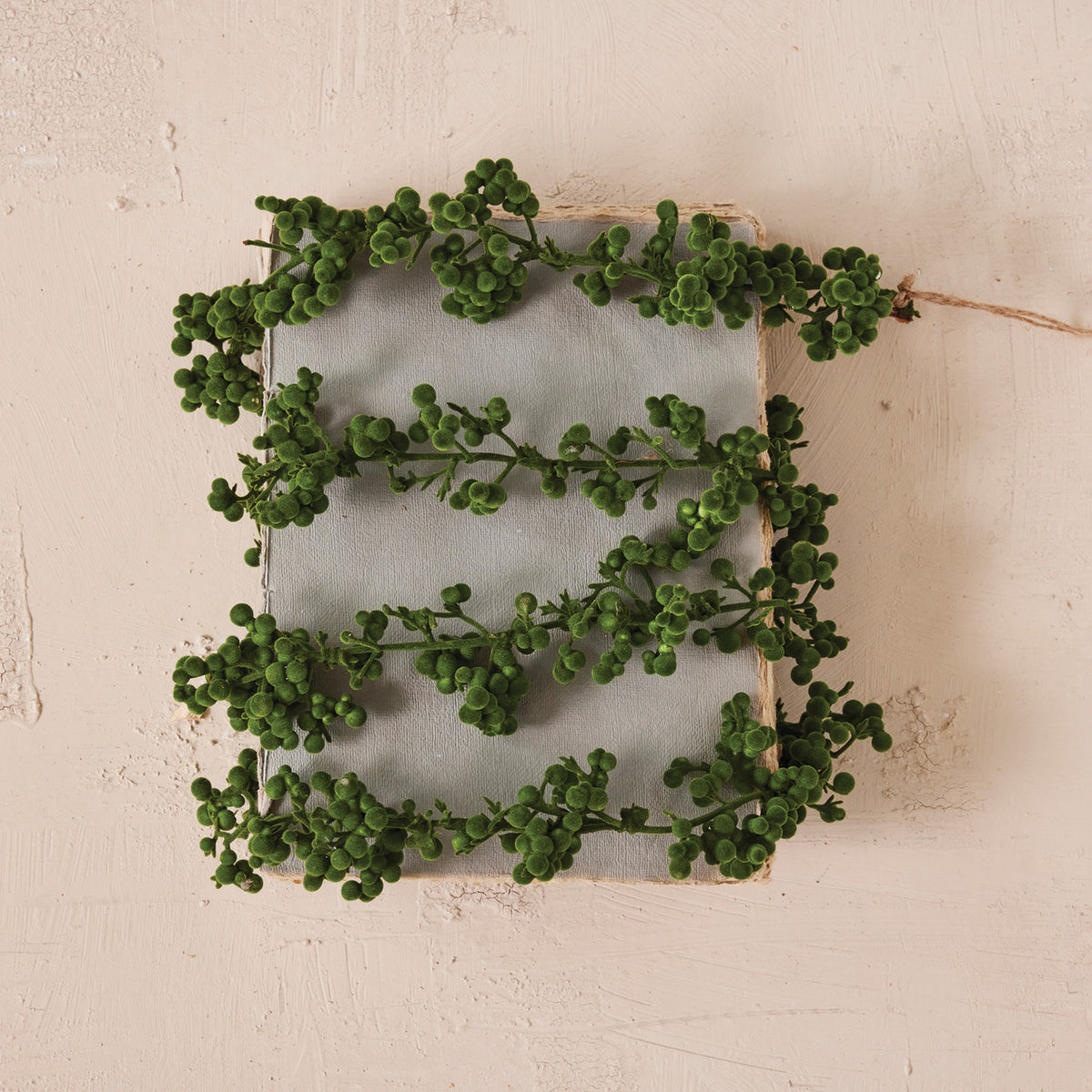 Flocked Foam Ball Garland, Green