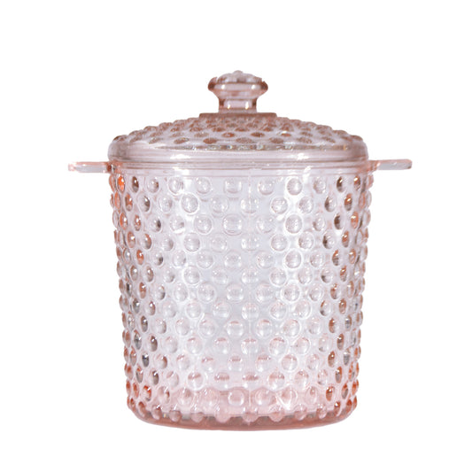 2-1/2 Quart Pressed Glass Hobnail Ice Bucket, Pink