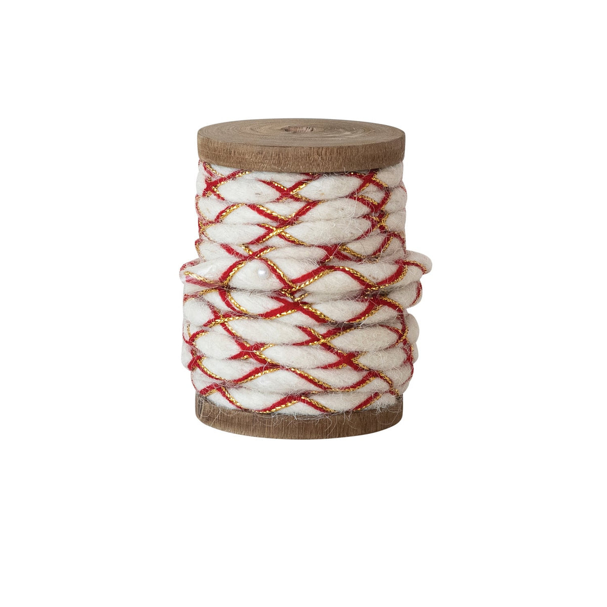 10 Yard Acrylic & Woven Fabric Cord with Metallic Thread on Wood Spool