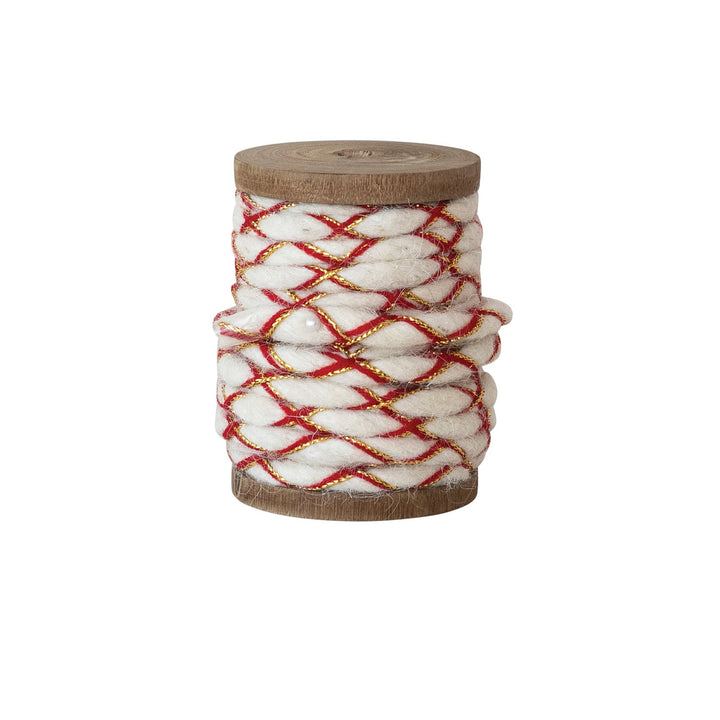 10 Yard Acrylic & Woven Fabric Cord with Metallic Thread on Wood Spool