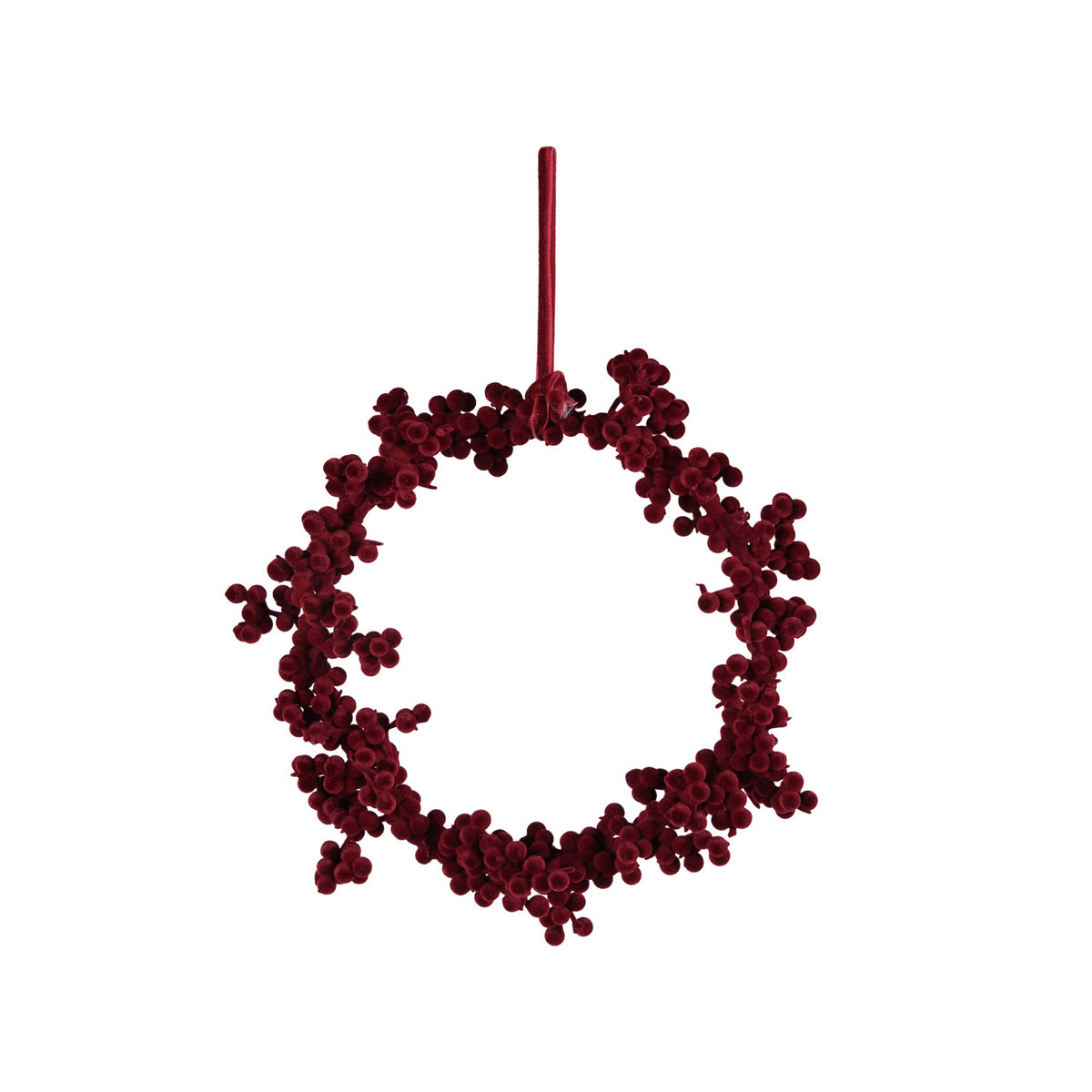 8" Round Flocked Foam Ball Wreath, Burgundy